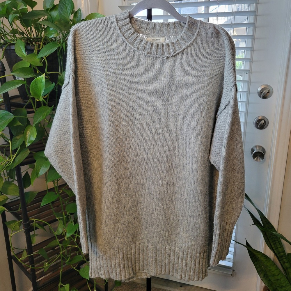 R13 Surplus Oversized Crewneck Sweater Grey Wool Alpaca Blend Small